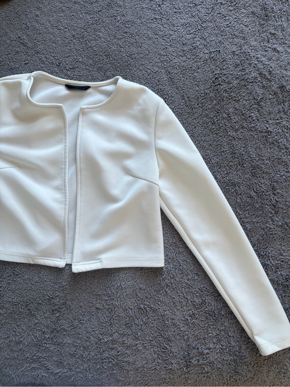 SHEIN White Cropped Open Front Blazer Jacket